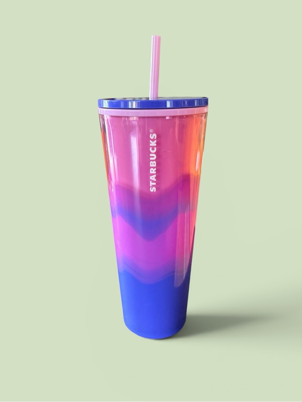 Starbucks Reusable Cold Cup – Pink & Blue Ombre Tumbler with Straw